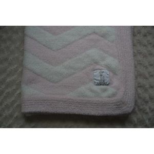 Little Giraffe Pink Chevron Baby Blanket White Feather Yarn Security Lovey